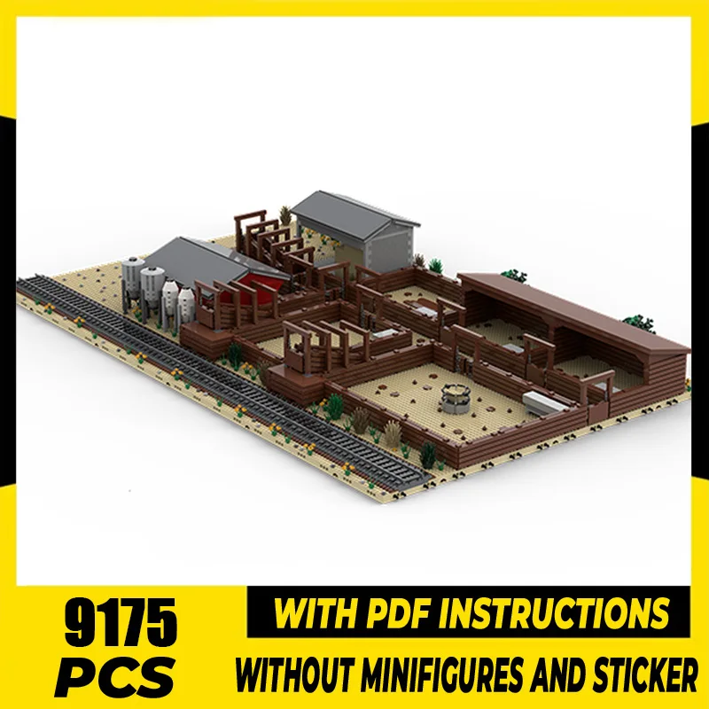 

City Street View Model Moc Building Blocks Modular Railroad Stock Yard Model Technology Bricks DIY Assembly Set Gift Holiday Toy