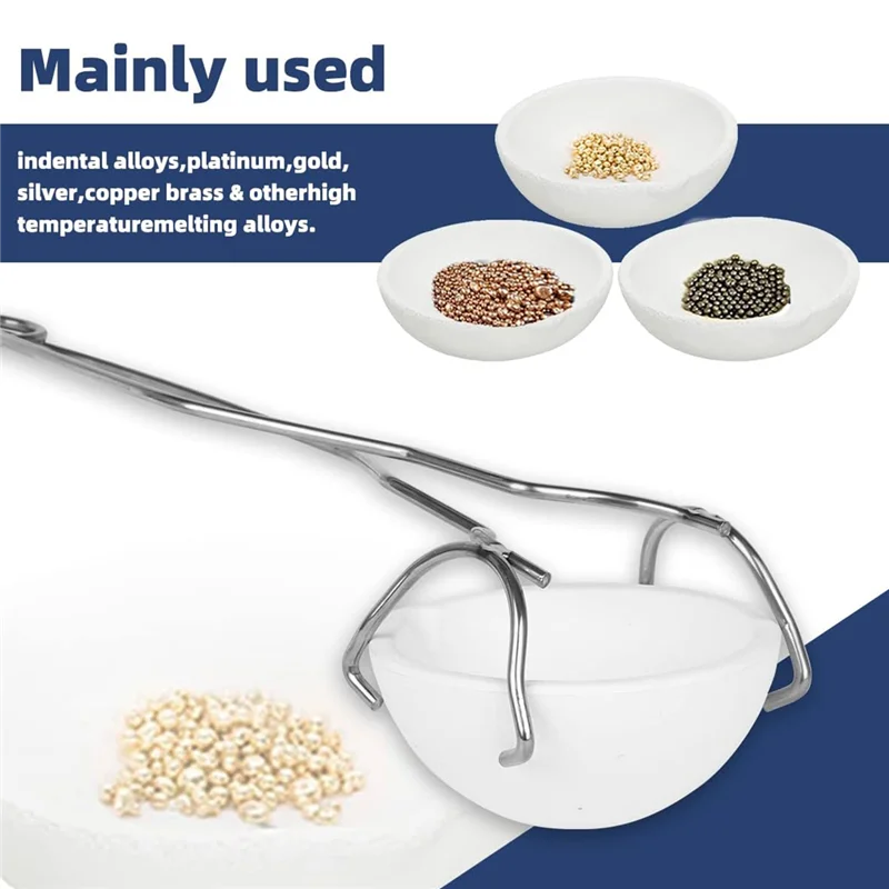 3 Pcs  Quartz Crucible Dish Cup With Whip Tongs Handle Melting Gold Silver Copper  Crucible For Metal