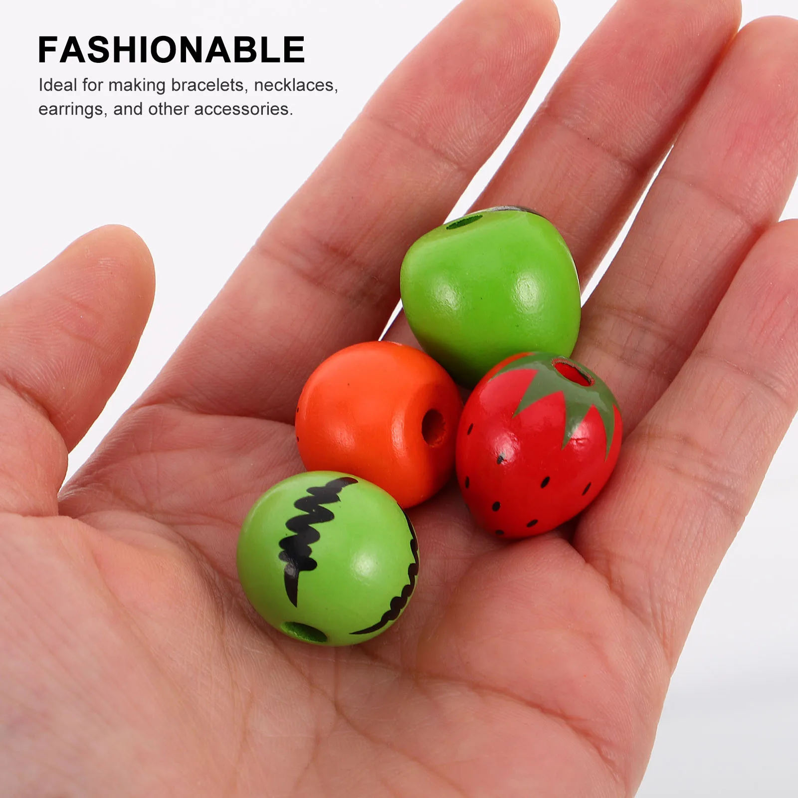50Pcs Fruit Wooden Beads DIY Craft Loose Beads for Jewelry Making Necklaces Bracelets Earrings Charms Supplies