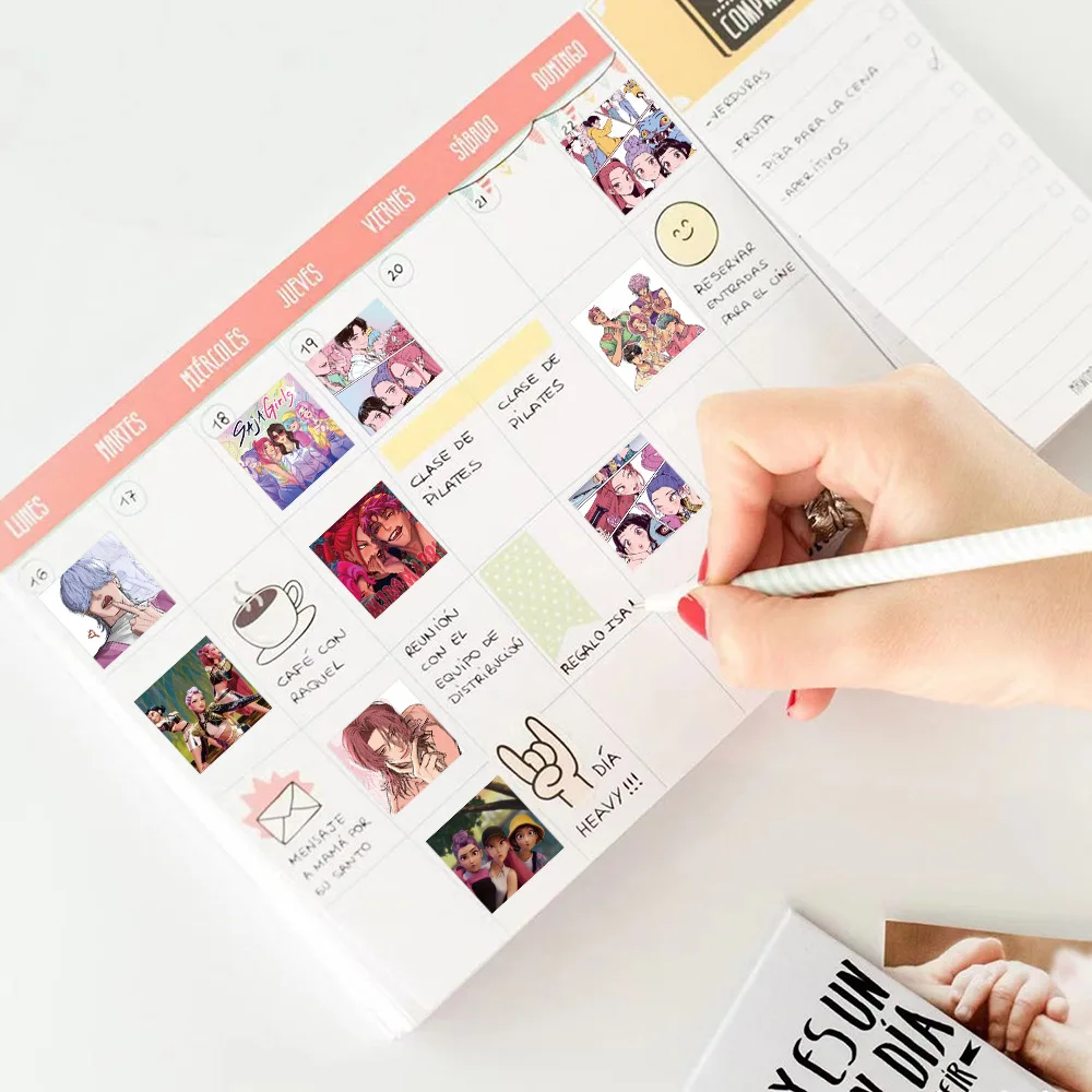 500개/롤 재미있는 케이팝 데몬 헌터즈 만화 캐릭터 스티커 DIY PVC 노트북 데칼 장식 보상 선물 장난감