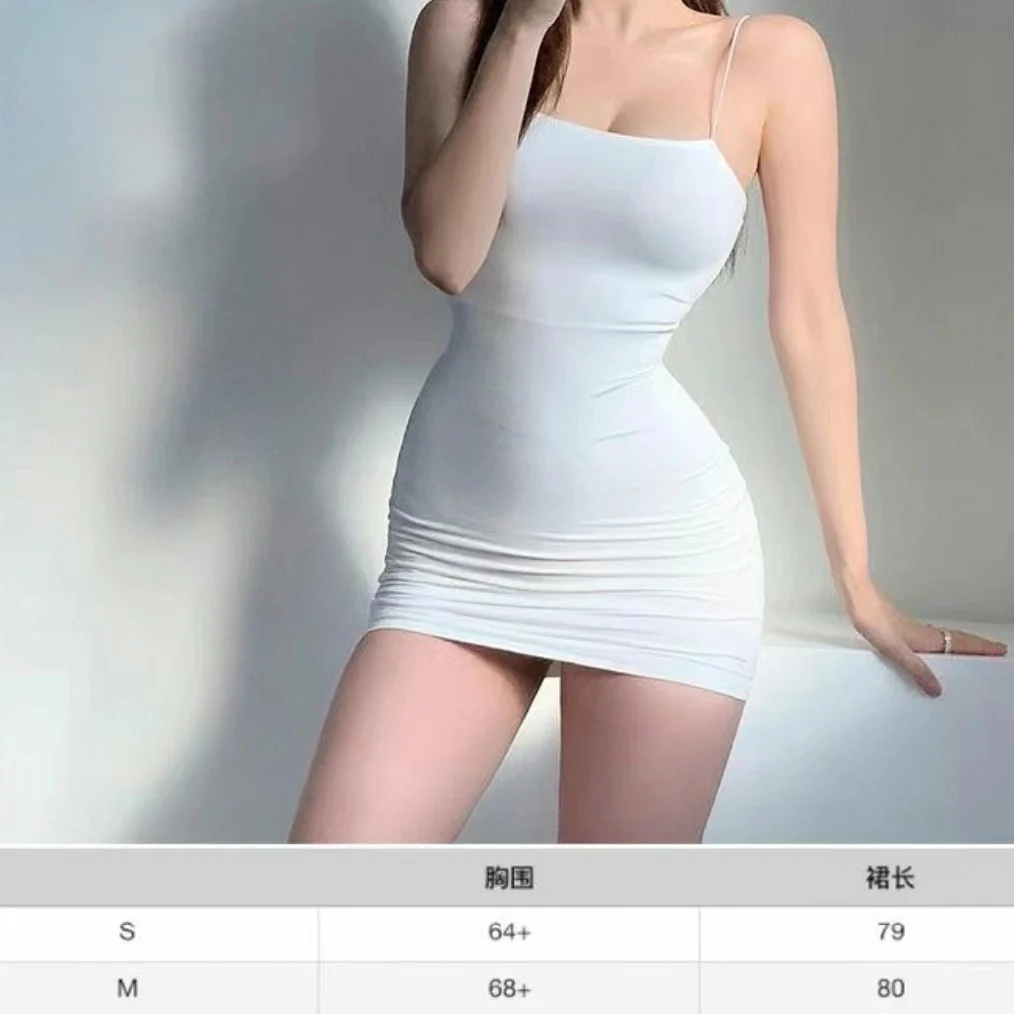 WhiteBlack Sling Sleeveless Type a Short Women\'s Summer New Sexy Tight Sexy Slim Slimming Arm Covering Skirt Simple