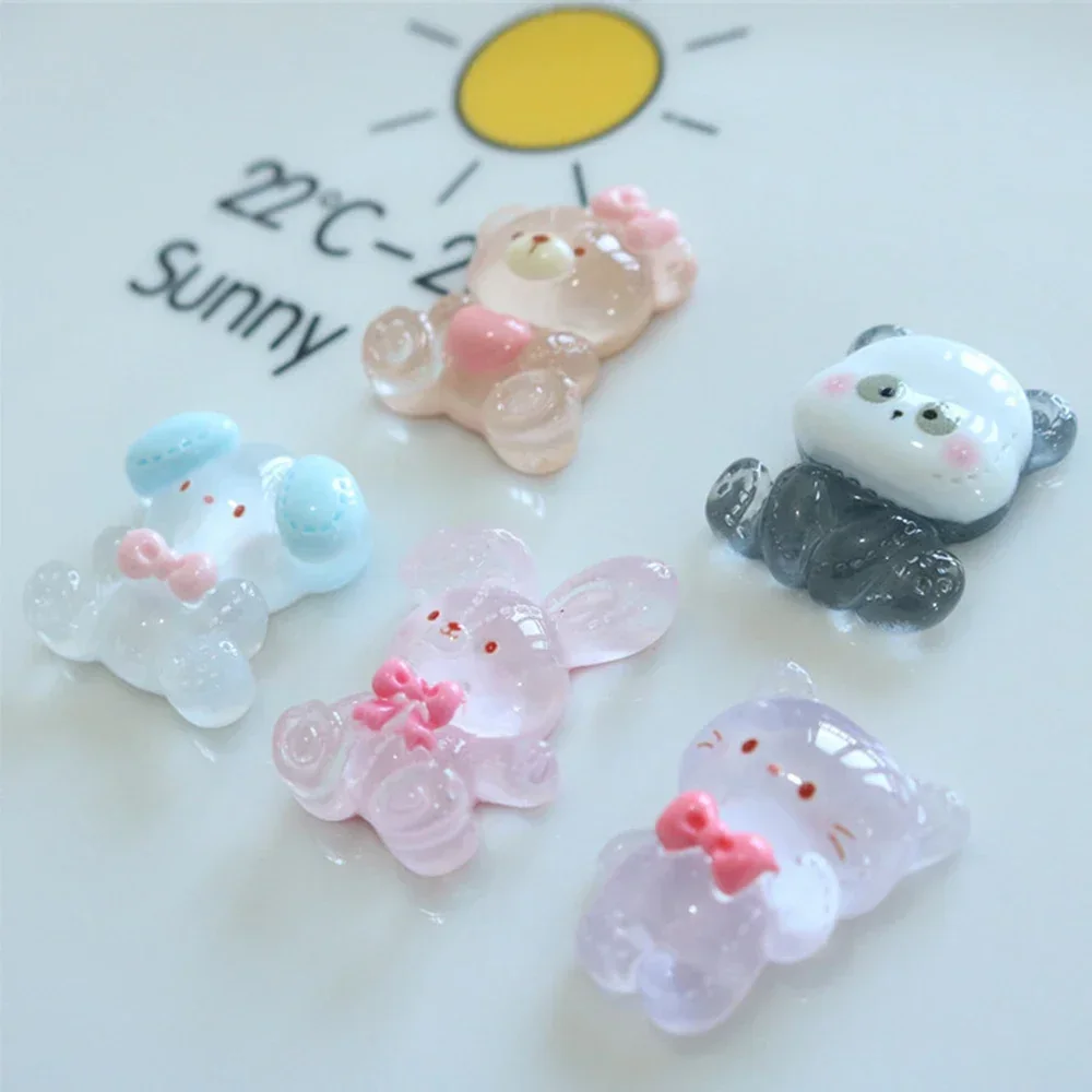 10PCS Clear Panda Rabbit Series Resin Flat Back Cabochons For Scrapbooking DIY Jewelry Craft Embellishments Accessories