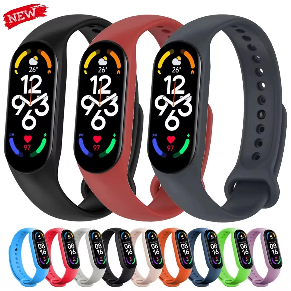 Pulseiras de relógio para xiaomi mi band 7 pulseira esporte silicone miband relógio inteligente substituição pulsera correa mi band 7 6 5 7 4 3 cinta