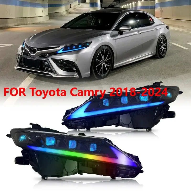 

Для Toyota Camry 2018-2024 2 шт. RGB 6-линзовые светодиодные фары в сборе с анимационным эффектом