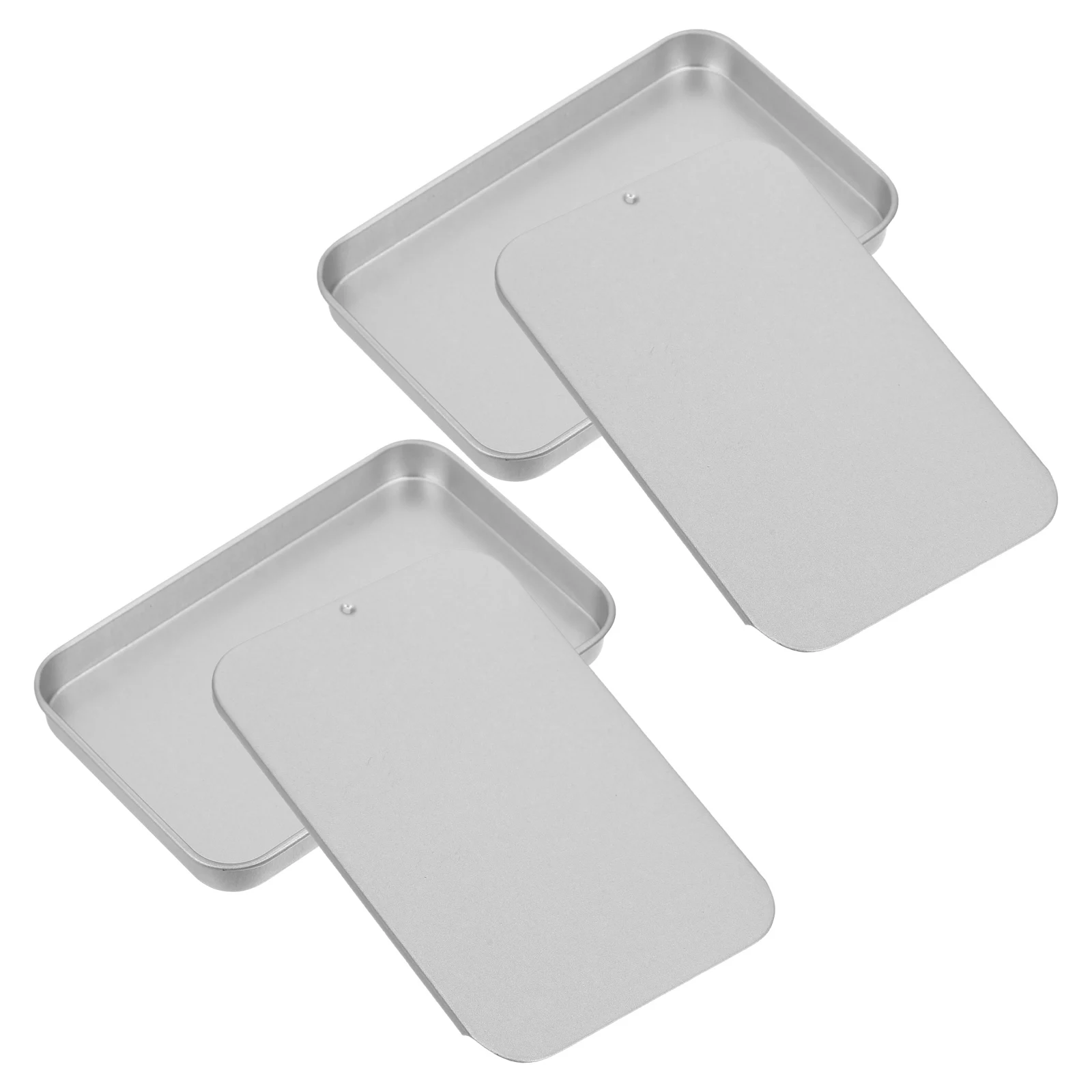 2 Pcs Balm Box Portable Mini Tinplate Boxes Small Sliding Metal Containers Lidded Storage Organizer Tinplate Candy Case Gifts