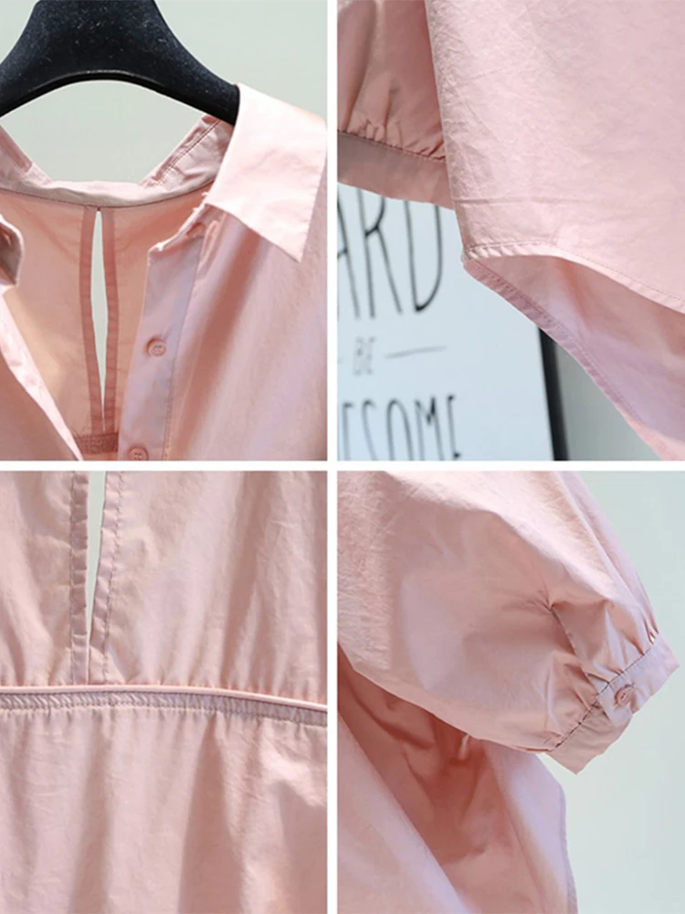 Losse katoenen irt dames lente zomer oversize patchwork casual top Koreaanse sle knopdetail asymmetrisch ontwerp pure kleur