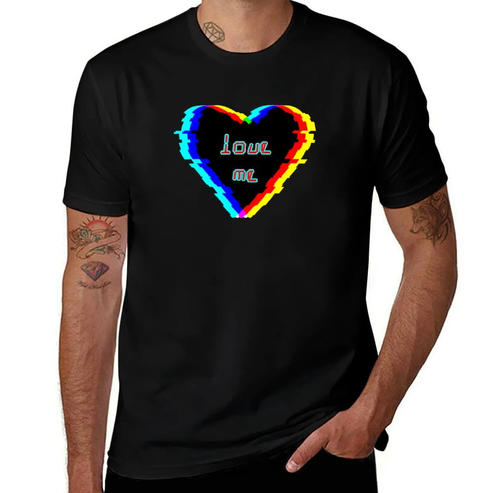 Glitched Love Heart T-Shirt All Match Print Short Sleeve Top