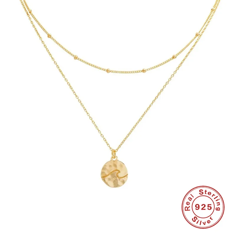 Luxury Round Pendant Necklaces For Women Collier Femme 925 Sterling Silver Multilayer Cavicle Double Chain Necklace Fine Jewelry