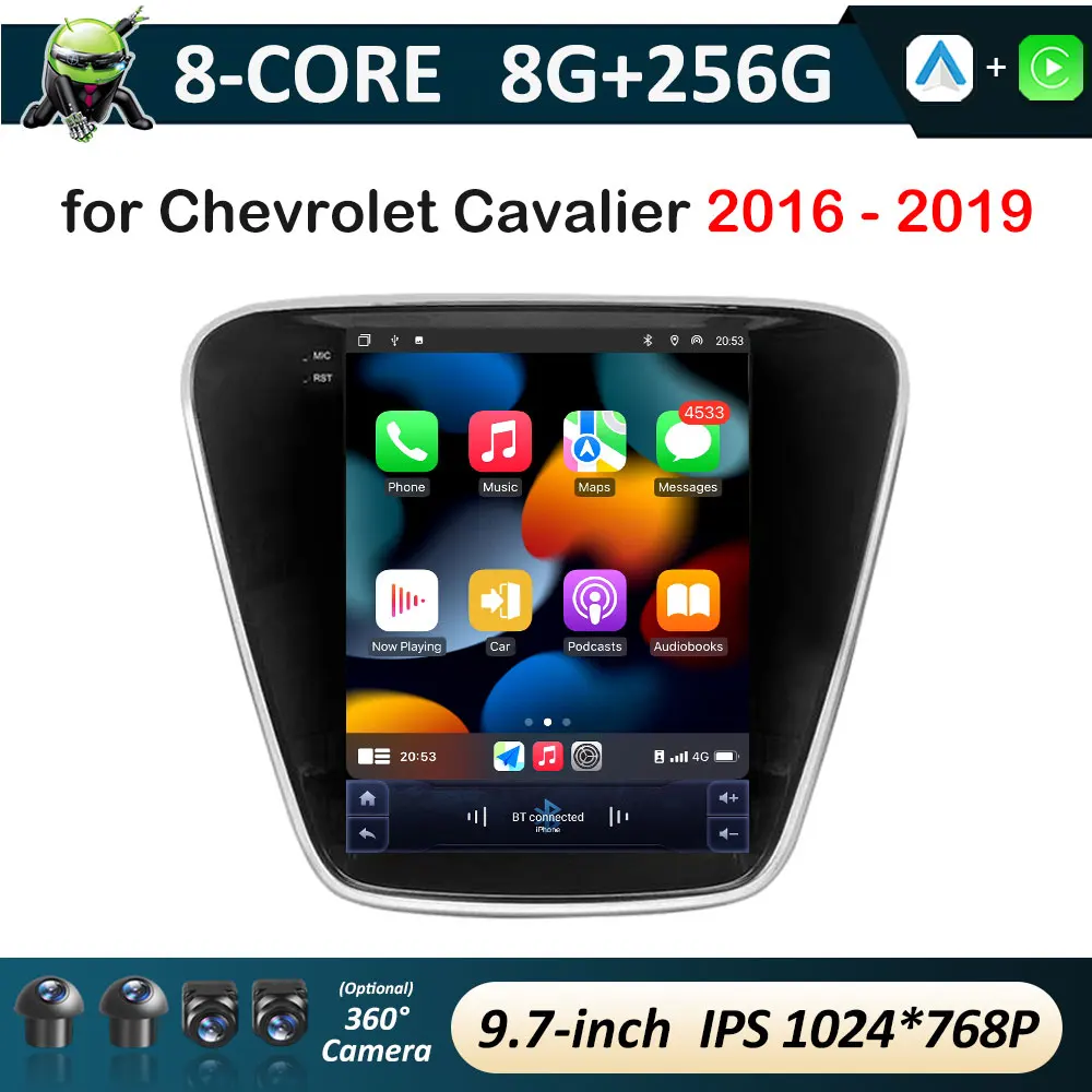 9.7 inch Car Video Radio Multimedia Player for Chevrolet Cavalier 2016 - 2018 2019 Bluetooth Android 14 No 2 din Touch Screen
