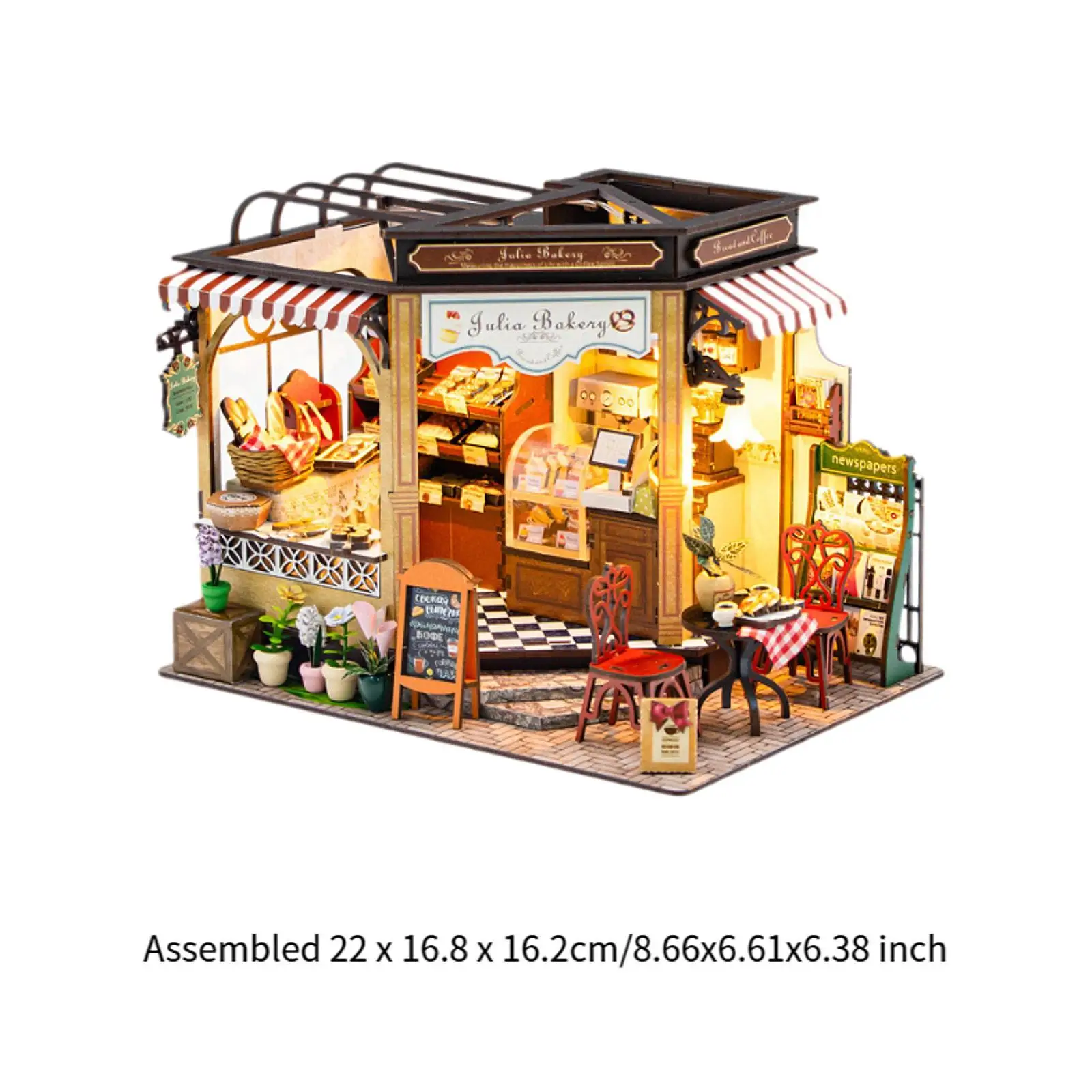 Bakery Shop Crafts Dollhouse Miniature with Furniture 3D Wooden Puzzle for Friend Festival Valentine's Day Family Creative Gift