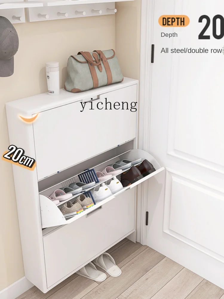 Zc Ultra-Thin Shoe Cabinet 20cm Arc Angle Thin Entry Home Doorway Extremely Narrow Tipping Bucket Cabinet