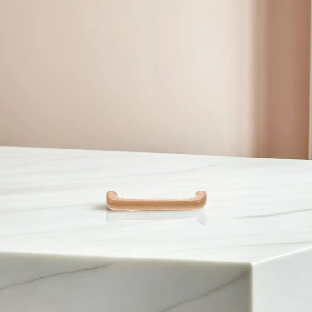 4Pcs Wooden Drawer Pulls Arch Design Comfortable Grip Cabinet Handles Screws Included for Furniture Doors Wardrobes Kitchen