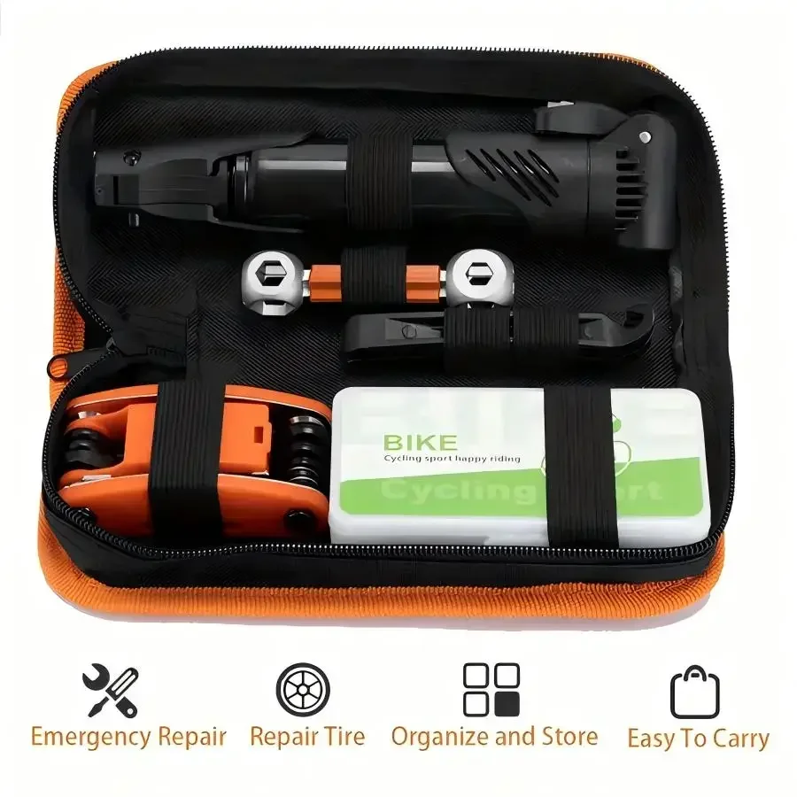 Convenient Bicycle Repair Tool Kit,Ultimate Bike Repair Kit with Tire Pump - Includes Patches & Maintenance Essentials
