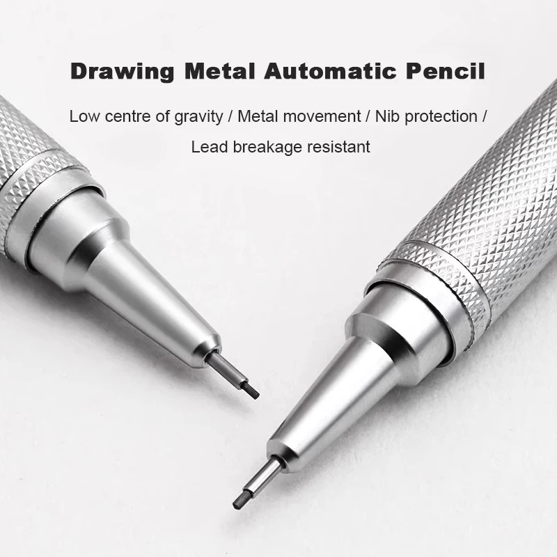 LANGUO Full Metal Mechanical Pencils Set with Lead Refills Low Center of Gravity Drafting Automatic Pencil 0.3/0.5/0.7 mm Pencil