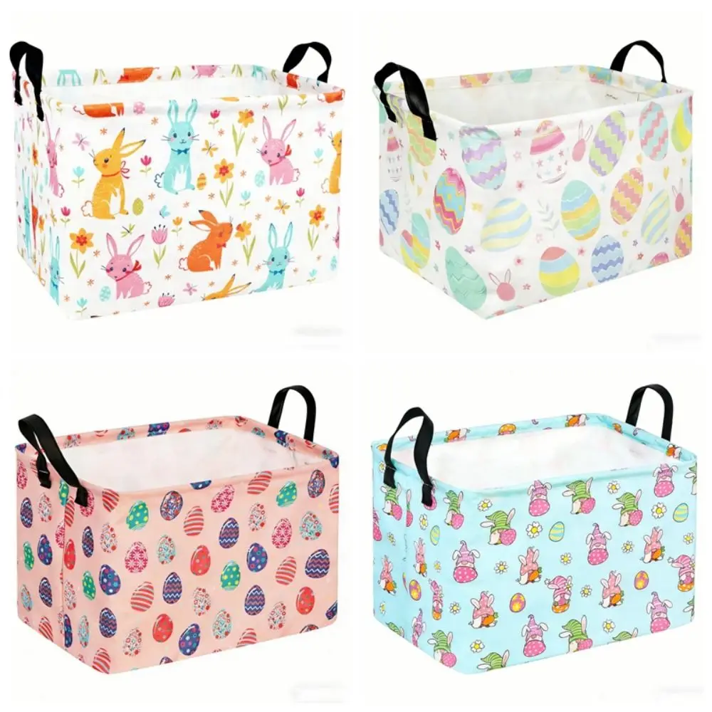 

Складная прямоугольная корзина для Пасхи с ручками, органайзер для хранения, коробка, декор для комнаты, корзина для белья