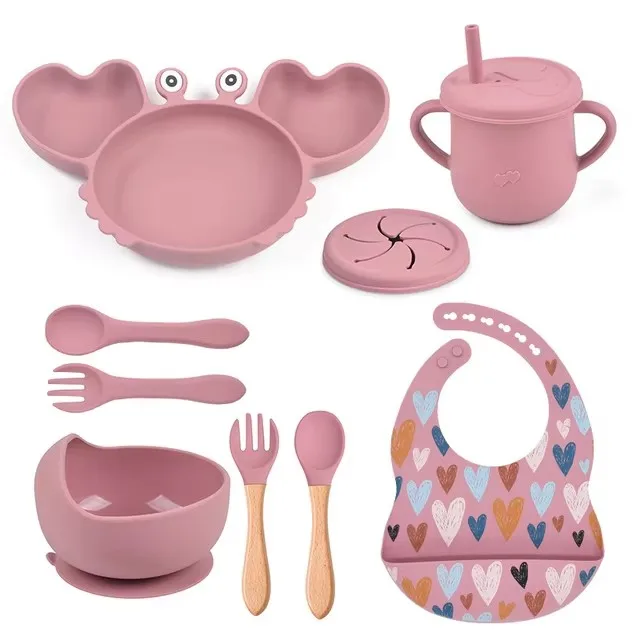 3/4/5PC Silicone Baby Feeding Set Silicone Bowl Dining Plate Spoon Fork Children Dishes BPA Free Silicone Tableware for Kids