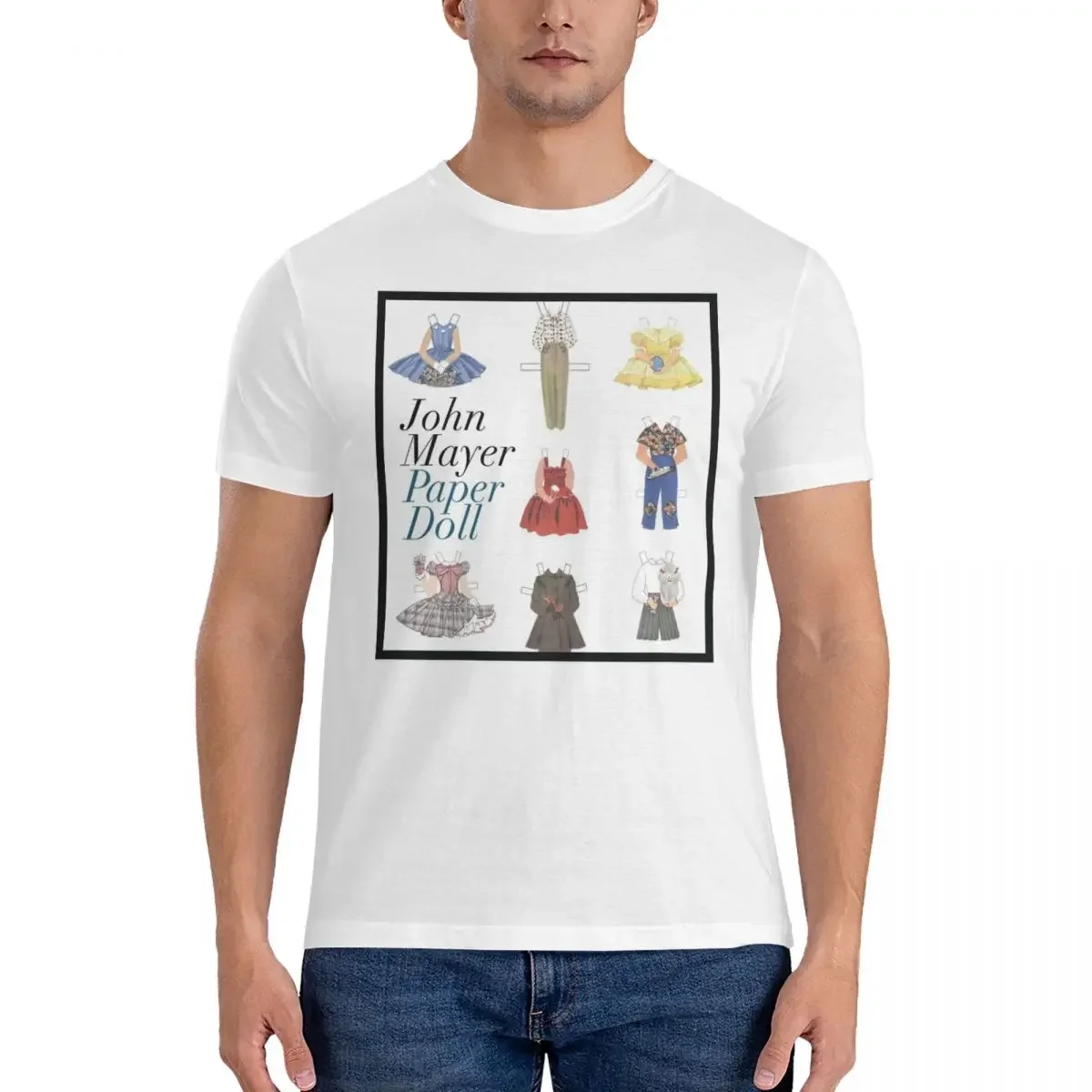 Paper Doll T Shirts Men 100% Cotton Novelty T-Shirts Round Collar J-John Mayer Singer Tee Shirt Short Sleeve Tops Graphic