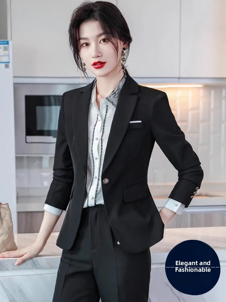 

Elegant Professional Women's Suit Set Spring Autumn Small Size Ladies' High End Formal Workwear Commute Style Slim Fit