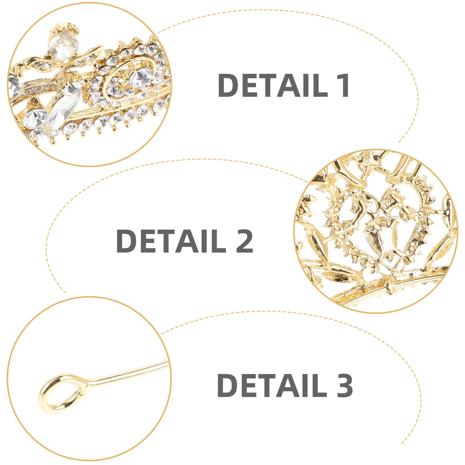 

Baroque Bridal Crown Hair Accessories Shiny Rhinestone Headdress Wedding Tiara Golden Elegant Bride Long Life Durable Practical