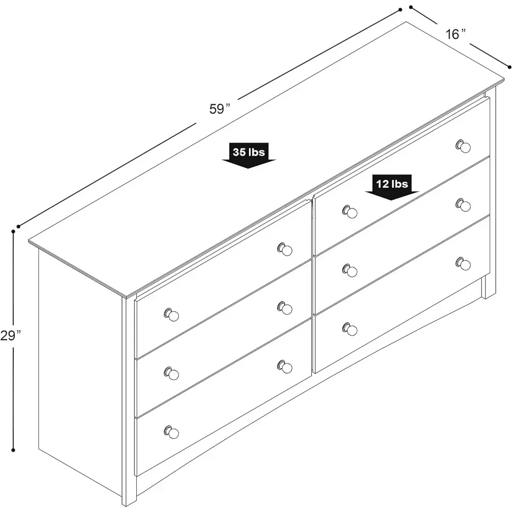 Rustic style,Wooden Bedroom Drawer Dresser,6-Drawer Chest of Drawers for Bedroom, with 6 Storage Drawers, Washed White