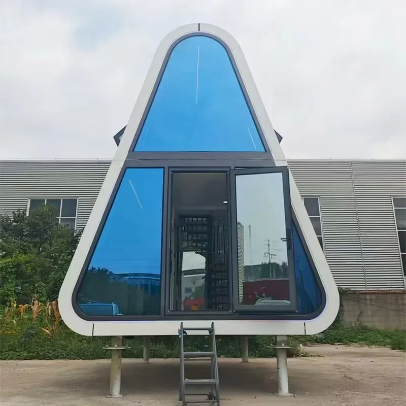 

Modern Modular Prefabricated Aluminium House Two-story Triangular Cap sule Villa House