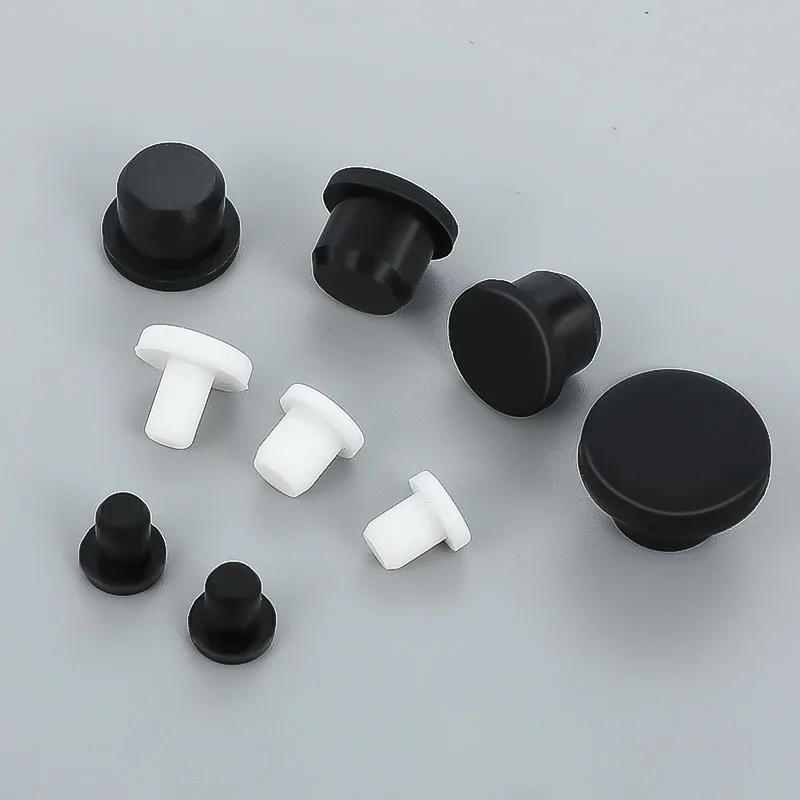 15Pcs Silicone Rubber Hole Plugs Solid 2.7 3 3.5 3.8 to 15mm Seal Stopper T Type High Temperature Dustproof Plug White Black