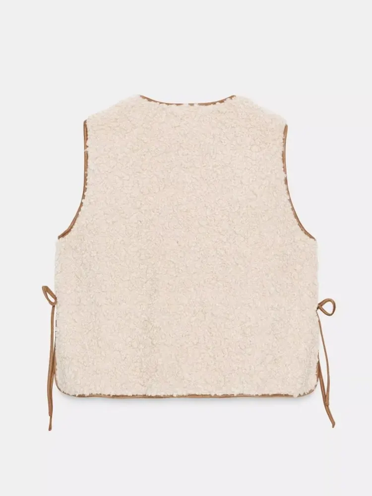 سترة مخملية مستديرة قابلة للتعديل من Ne Lamb 2025 شتاء جديد Sle Sweet Faion فضفاضة عقدة ديكور نسائي Faion #3