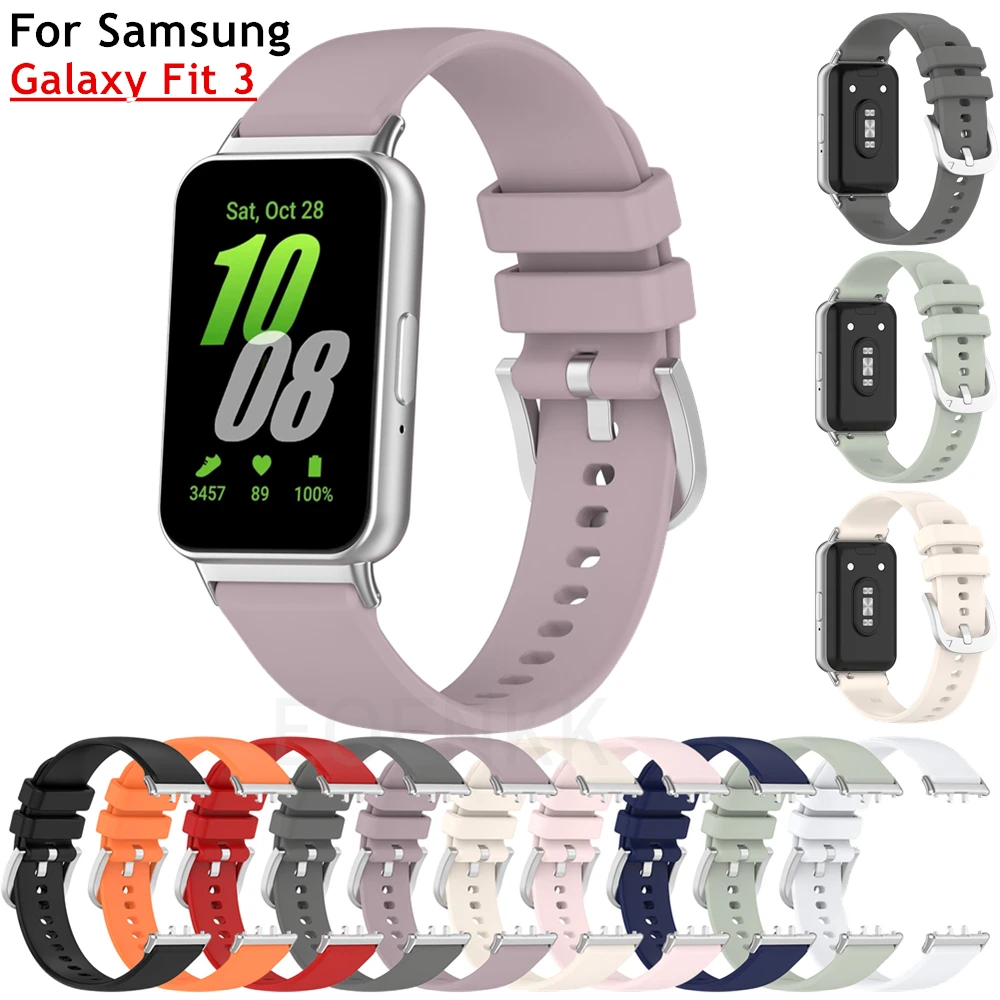 삼성 갤럭시 핏 3 교체용 실리콘 스트랩, 시계 밴드, 손목 밴드 액세서리, 삼성 갤럭시 핏 3 R390 밴드 팔찌
