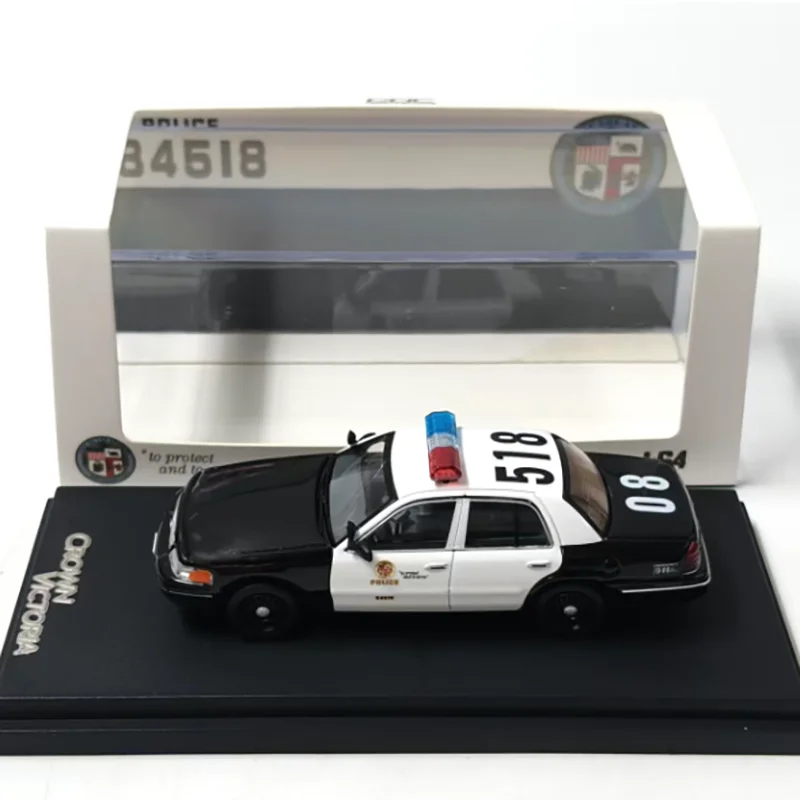 Modelo de coche de policía Crown Victoria de aleación a escala 1:64 de GOC, juguete de simulación, colección de escritorio, regalo, exhibición estática