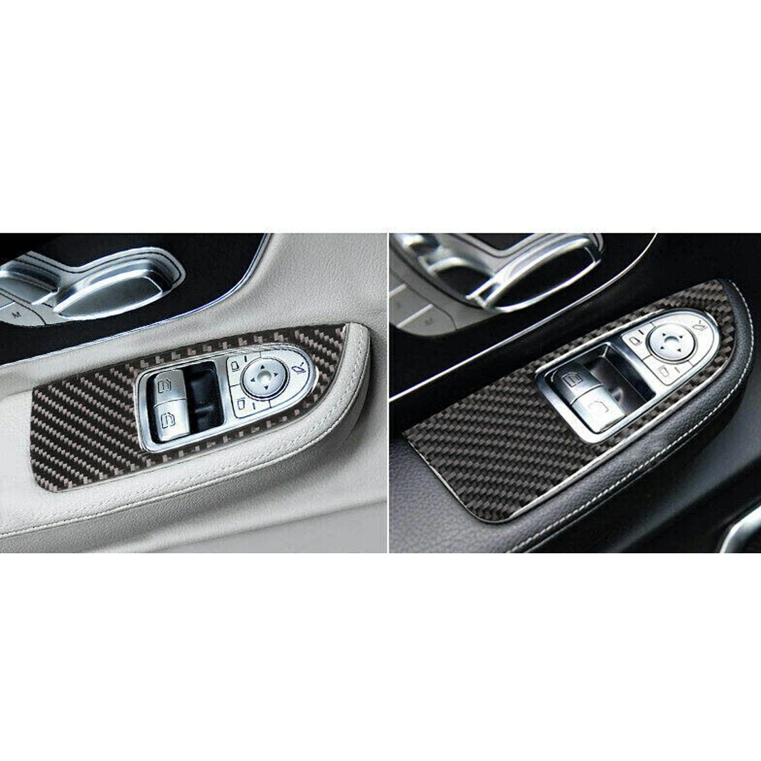 1 Pair Car Power Window Lift Button Frame Sticker Trim Carbon Fiber LHD Fit For Mercedes Benz W447 V-Class V250 V260 2015-2020