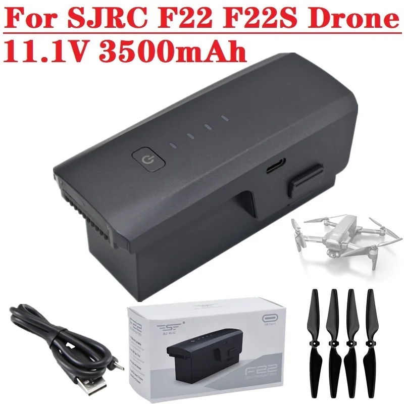 Original Battery For SJRC F22S /F22 4K PRO GPS Drone Battery 11.1V 3500mAh USB Charger Propeller RC Quadcopter Spare Parts