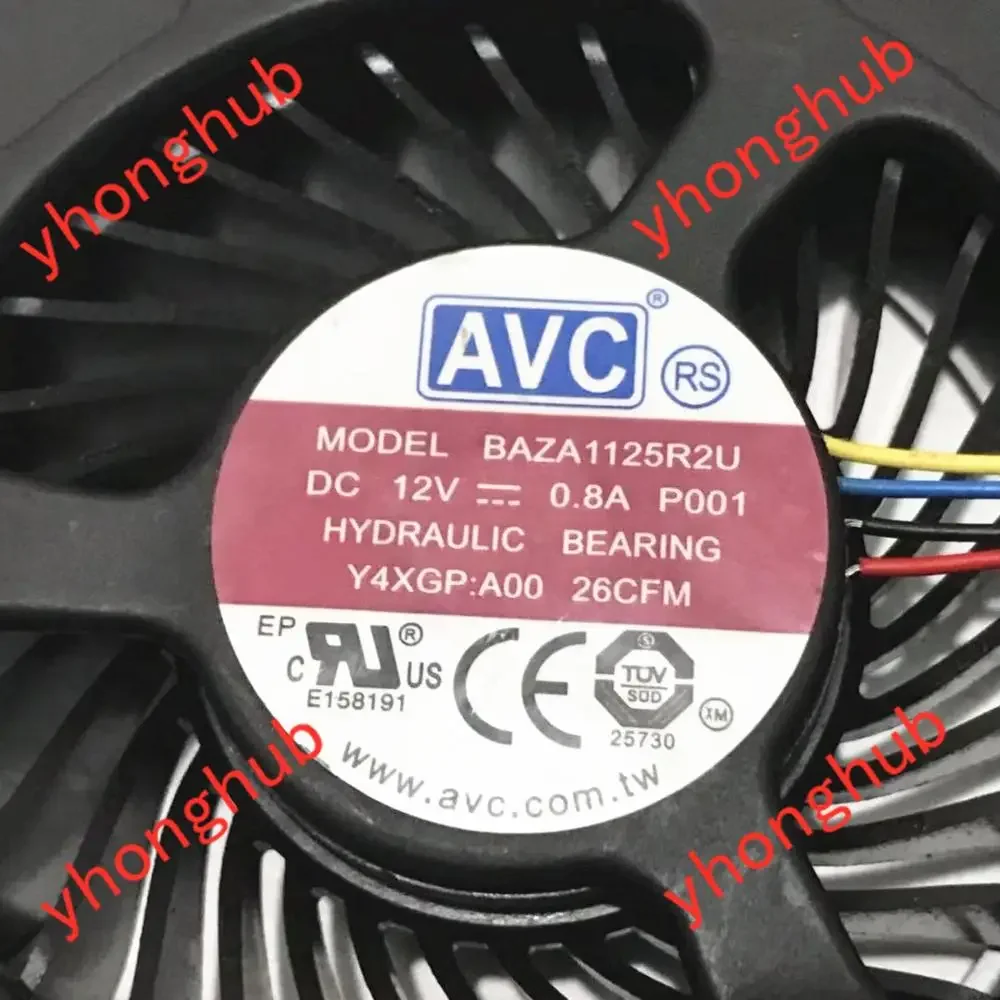 AVC BAZA1125R2U P001 DC 12V 0.8A Ventilador de refrigeración de servidor de 4 cables