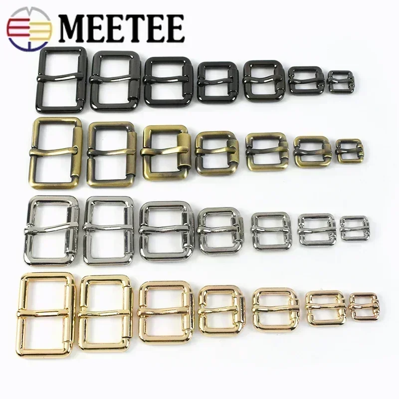 10Pcs Meetee 10-38mm Metal Adjustable Buckles for Bag Strap Leather Backpack Belt Roller Pin Buckle DIY Hardware Accessories