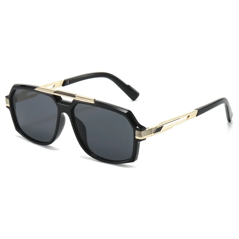 1 Pair of Men's T Transparent Frame Gray European and American Fashion Double Beam Cut Edge Metal Classic Pilot Sunglasses image 5