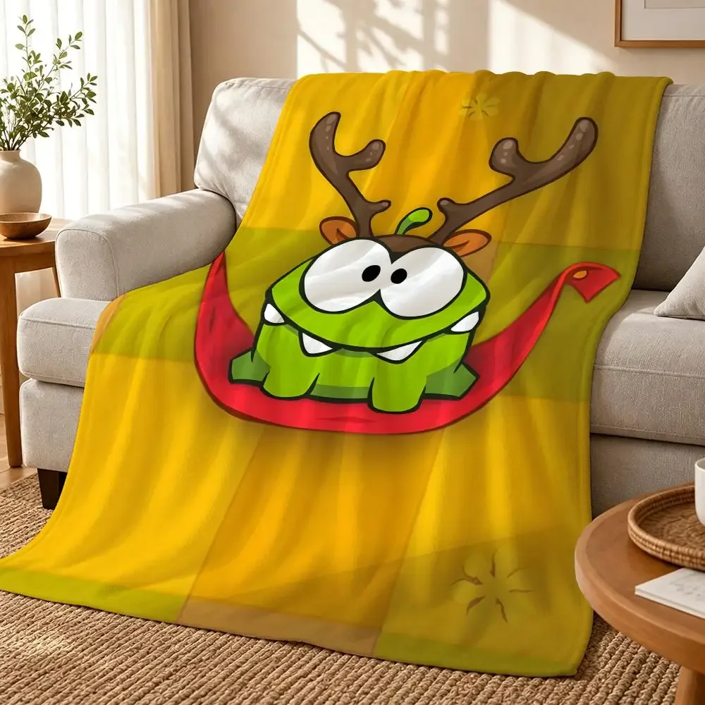 game funny face o-Om n-Nom Stories Throw 240g flannel blanket, suitable for sofas, beds, offices, exquisite gift blankets