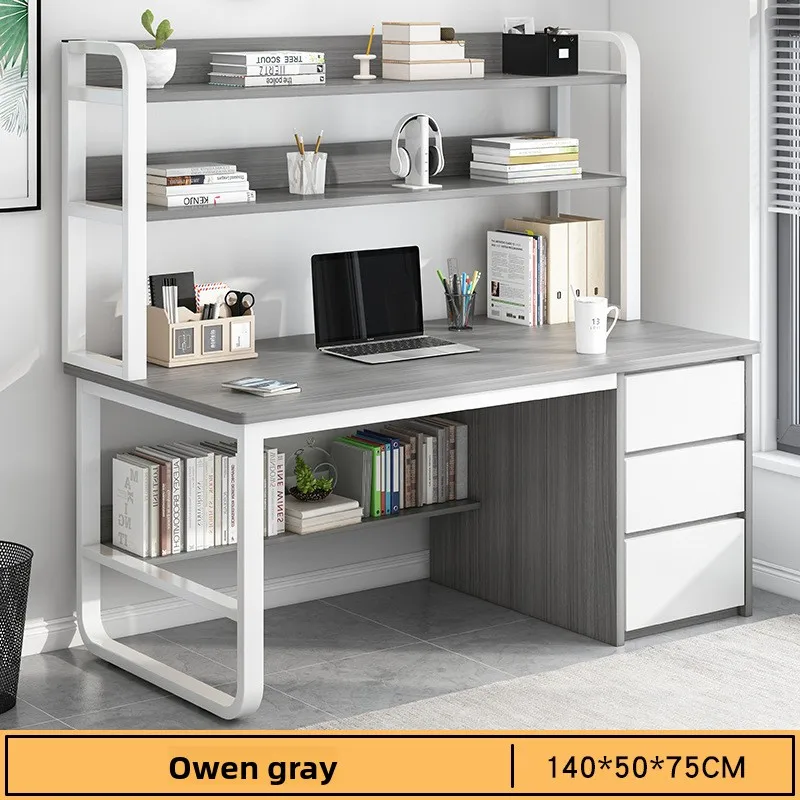 

Многофункциональный компьютерный стол для дома, простой письменный стол для студента с интегрированной книжной полкой для спальни