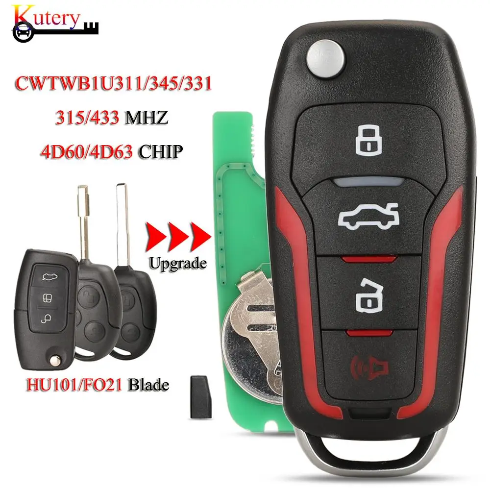 

jingyuqin 5PCS/Lot Upgrade Remote Smart Key For Ford Escape Explorer Focus Mondeo Mustang Lincoln 315/433Mhz 4D60/4D63Chip