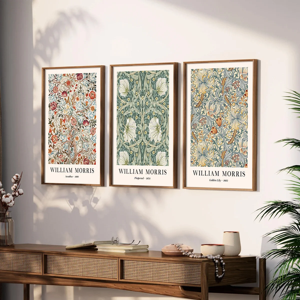 3 قطعة/المجموعة/مجموعة مطبوعات جدارية زهرية، ملصقات قماشية للنباتات الرجعية، معرضات المتحف، نمط فني حديث، ديكور منزلي للمطاعم والمقهى