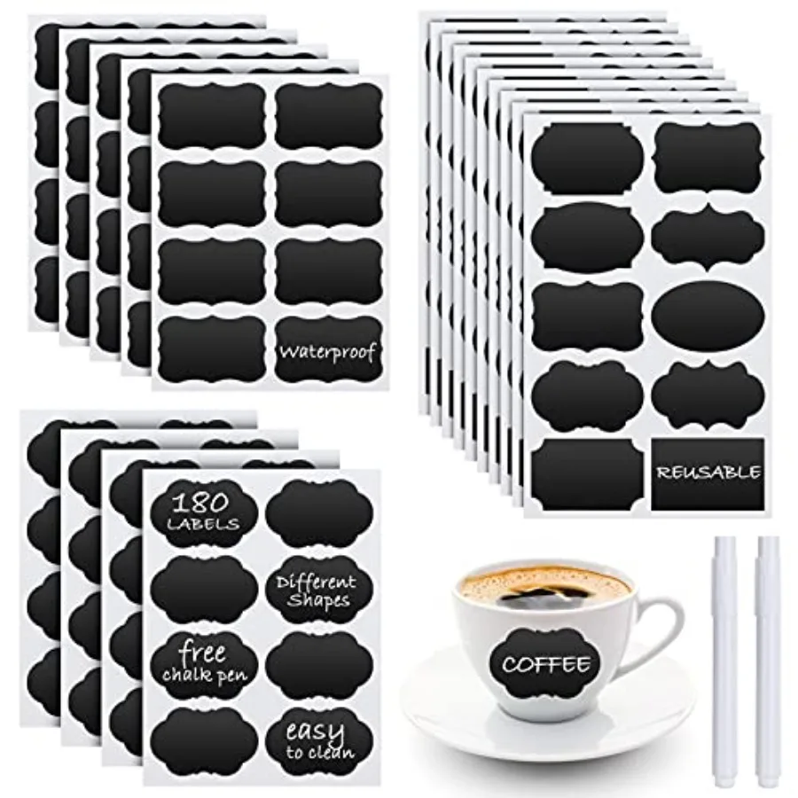 

Chalkboard - pcs Waterproof Reusable Blackboard Stickers with 2 Free Erasable White Chalk Marker, Mini Decorative Chalk Labels