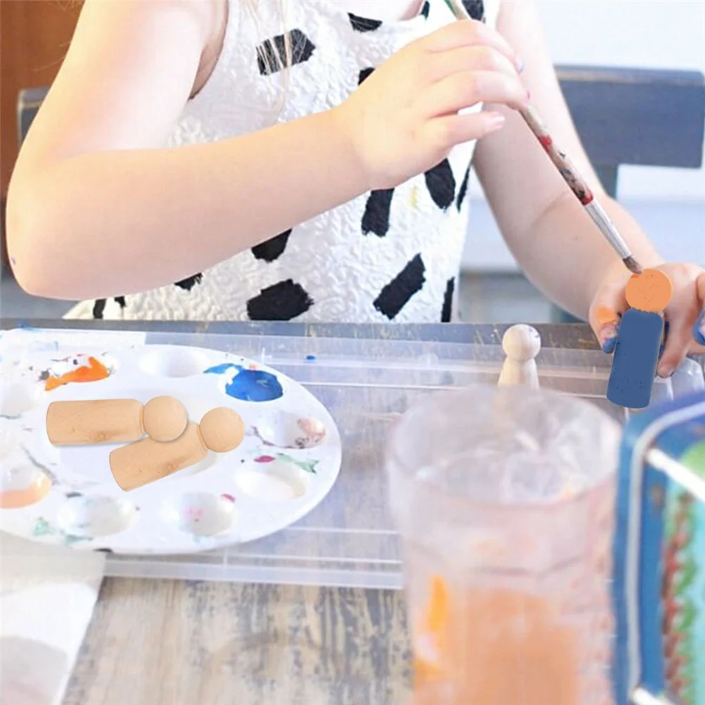 

10Pcs Wooden Body Shape Unfinished DIY Crafts for Painting Decoration Smooth Surface Natural Wood Peg Ornament