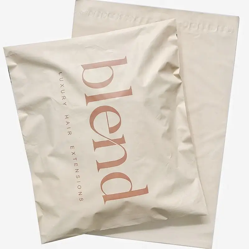 Supports dropshipping; custom logo available; biodegradable beige matte PE mailer bags (shipping bags)—pack of 50.