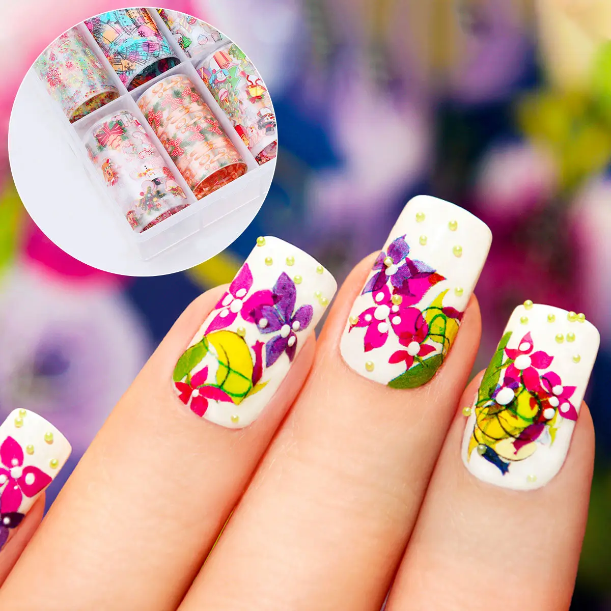 

Christmas Nail Art Stickers Transfer DIY Decals Decoration Rhinestone Women Halloween Colorful Patterns Eco Friendly Various