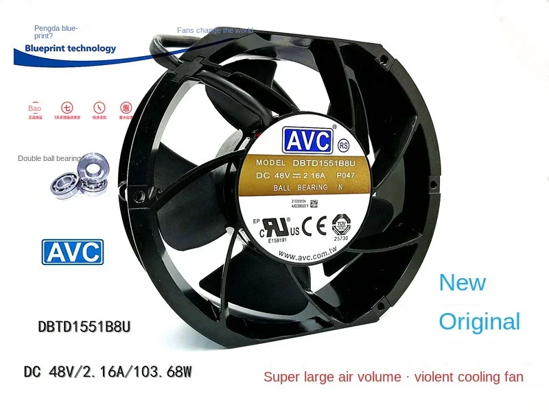 

Brand New & Original Dbtd1551b8u 48V 2.16a 17251 Max Airflow Rate 17cm Four-Wire PWM Cooling Fan