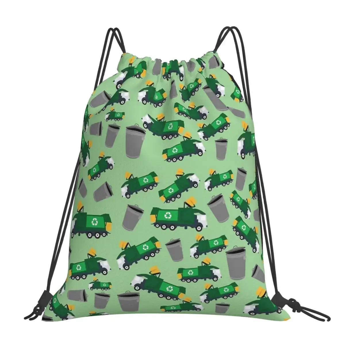 

Recycling Garbage Truck Pattern Backpacks Drawstring Bags Drawstring Bundle Pocket Sundries Bag BookBag For Travel Students