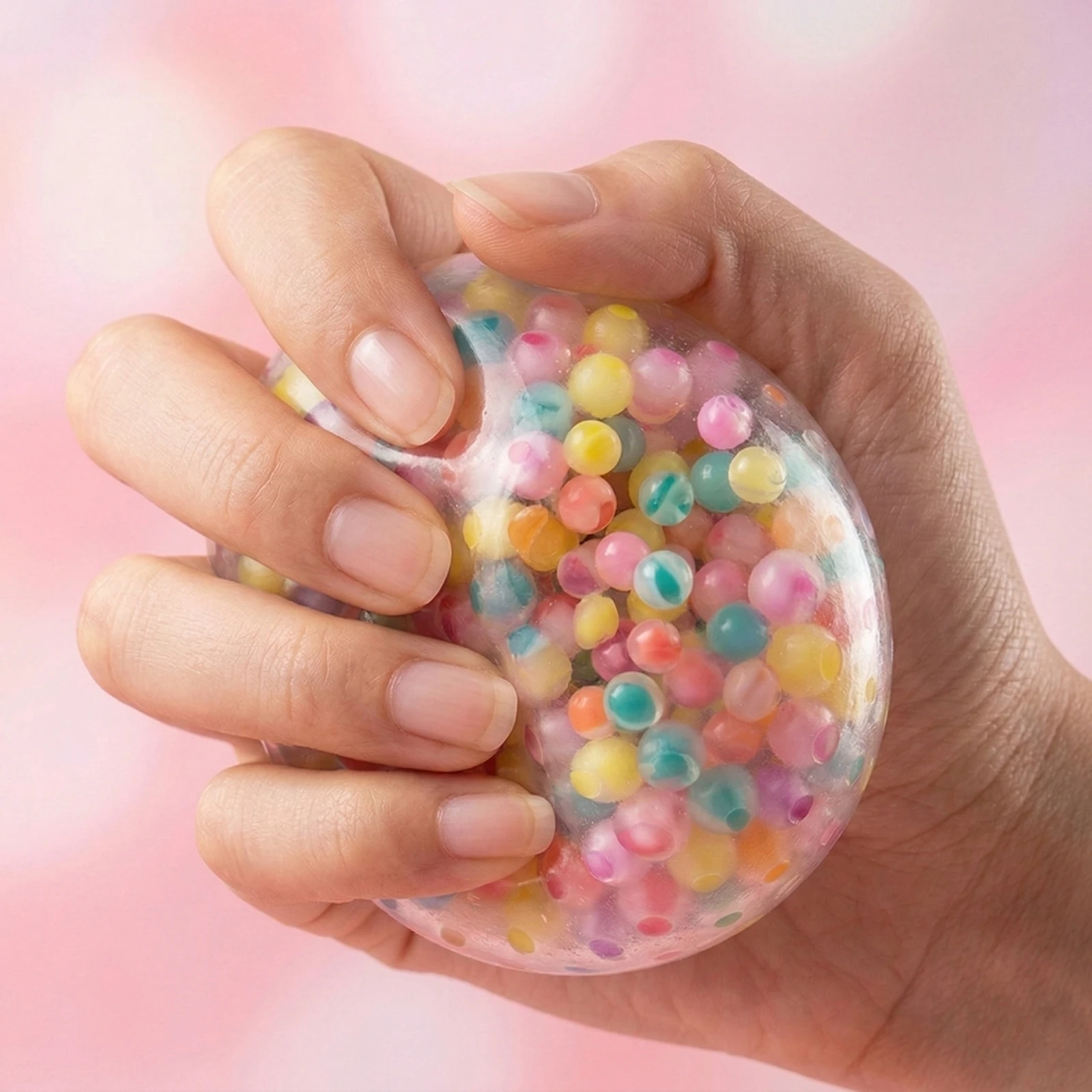 Rainbow Bead Pressure Reducing Ball Squishy Fidget Toys Funny Stress Reliever Reduce Pressure Prop for Childrens and Adults