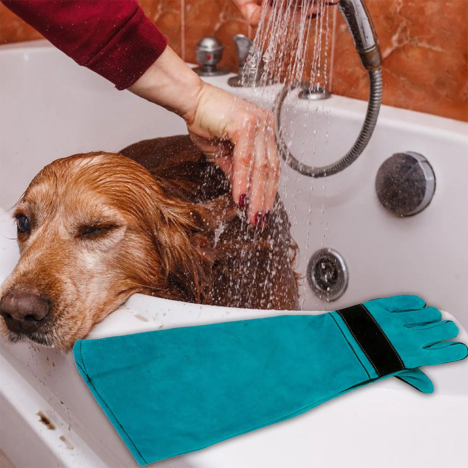 

Animal Handling Gloves Bite Resistant Pet Grooming Gloves for Dog Cat Feeding Bathing Scratch Protection Reinforced