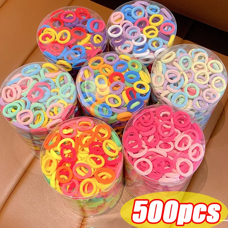 100-500pcs Hair Bands for Children Colorful Nylon Scrunchie Hair Ties Rubber Band Kids Elastic Hair Band Girl Hair Accessories