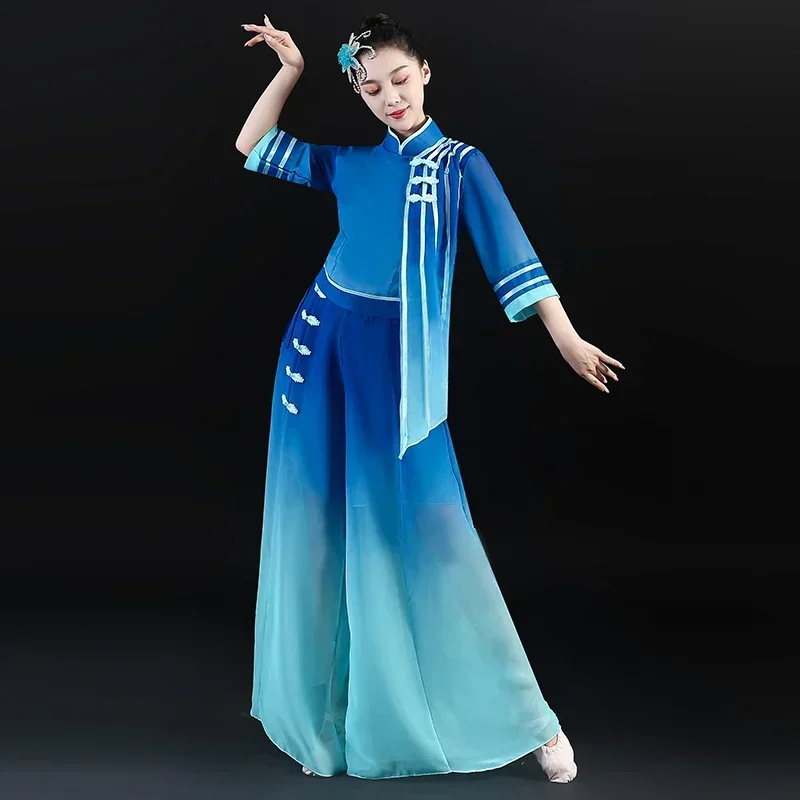 Klassischer Tanz Volkstanz Tanzkleidung Chinesischer Stil Hanfu Taillentrommel Bühnenkostüm Traditioneller eleganter Yangko Square Dance
