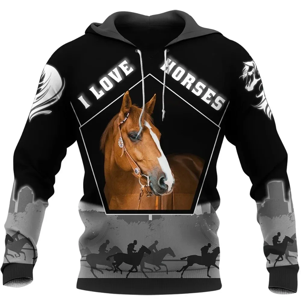 Art Animal Hoodie 3D Printed Beautiful Horse Harajuku Sweatshirt Streetwear autumn hoodies Unisex Casual jacket Tracksuits