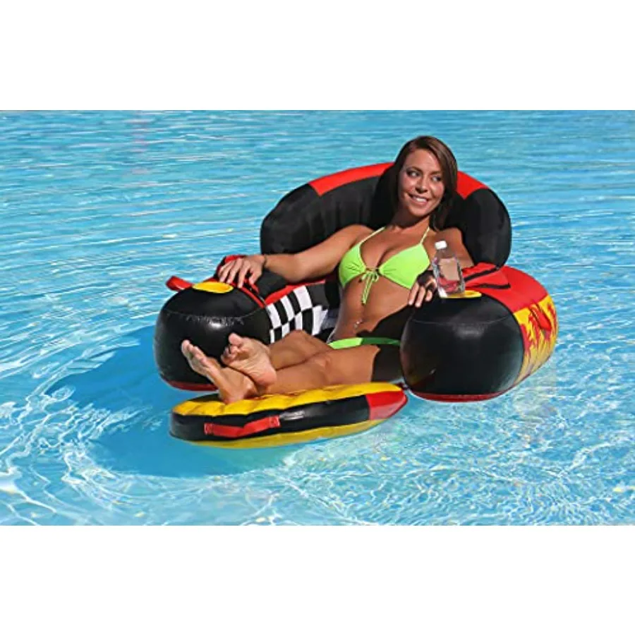 Siesta Lounge Floatable Lounge for Pool Use, Heavy-Gauge PVC Bladder with Heavy-Duty Nylon Cover, Navy Blue, Ultra-Stable Quick